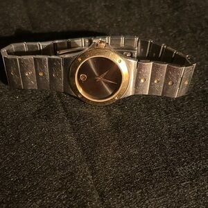 Movado Two-Tone Silver/Black Dial Stainless Steel Bracelet Watch
